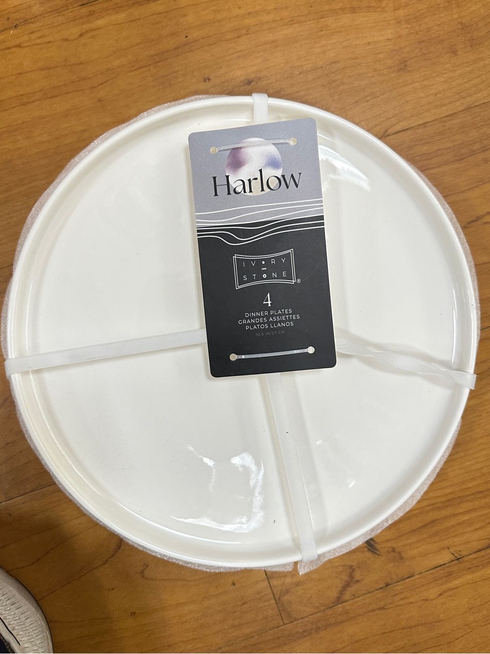 Harlow Ivory Stone Round Dinner Plates - Cream White Set of 4 new